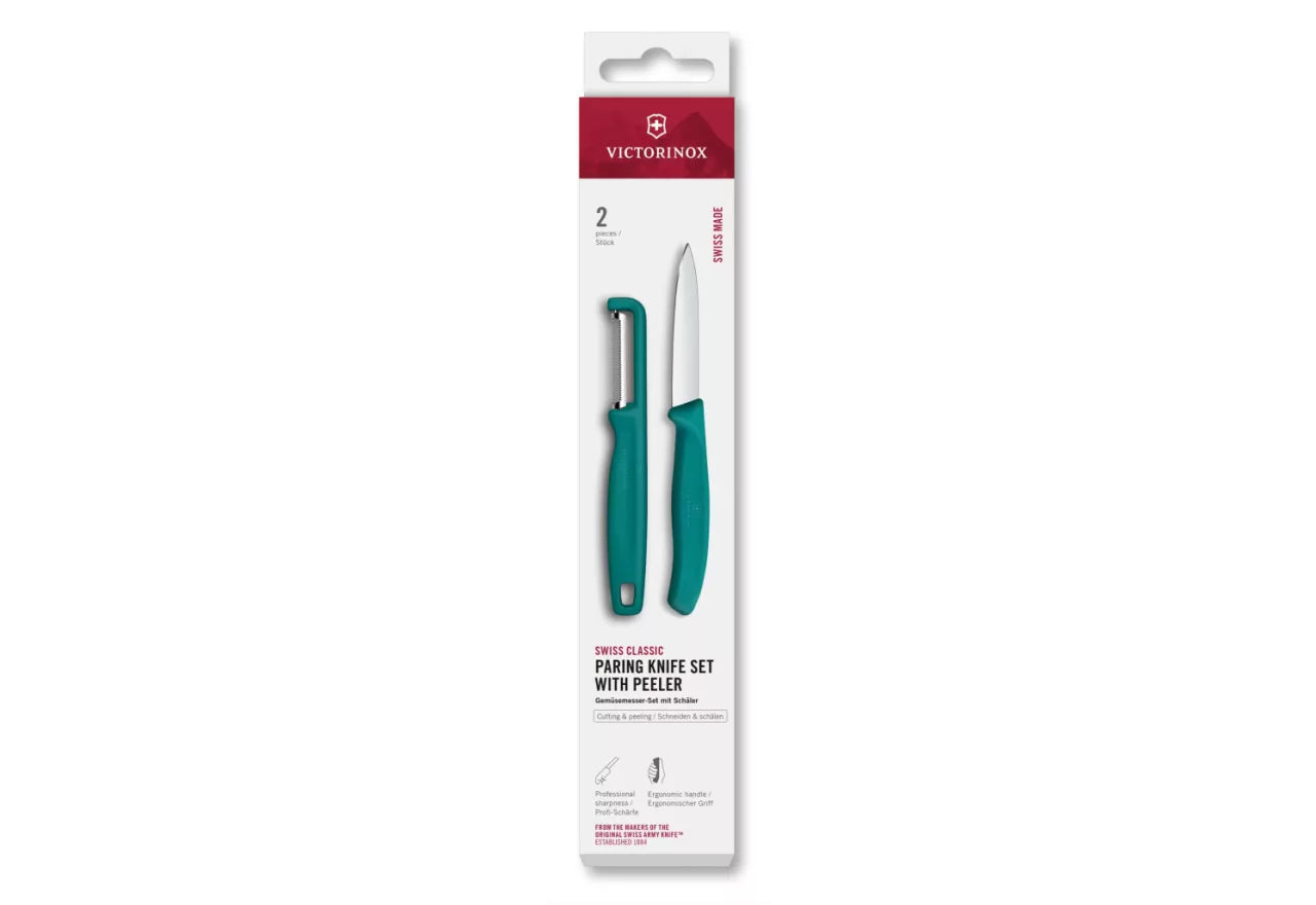 Swiss Classic Paring Knife Set with I-Peeler, 2 Pieces – Kale Green
