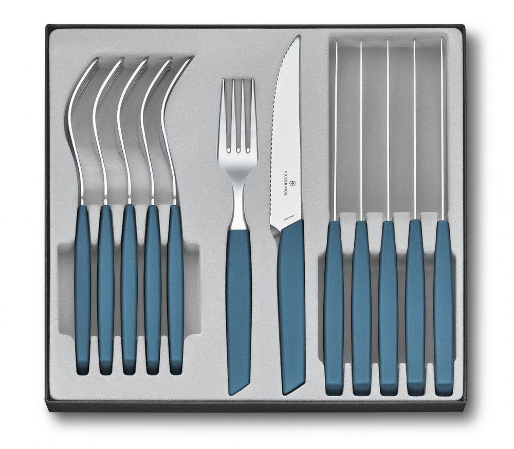 Swiss Modern Cutlery Set, 12 Pieces – Cornflower Blue