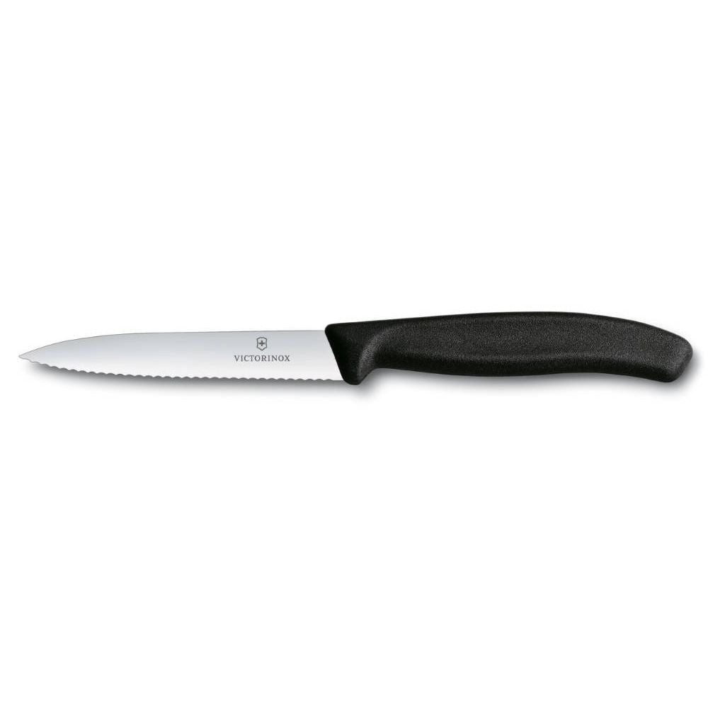 Swiss Classic Serrated Paring Knife, 10 cm – Black