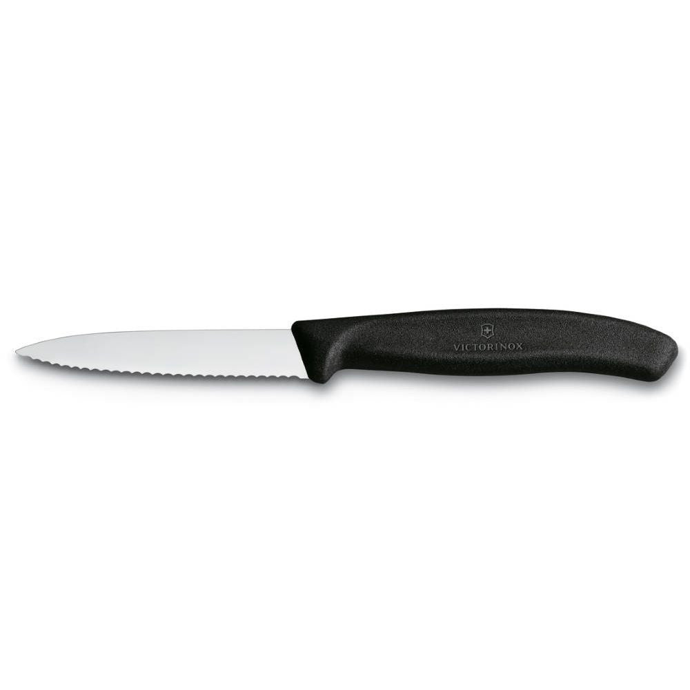 Swiss Classic Serrated Paring Knife, 8 cm – Black