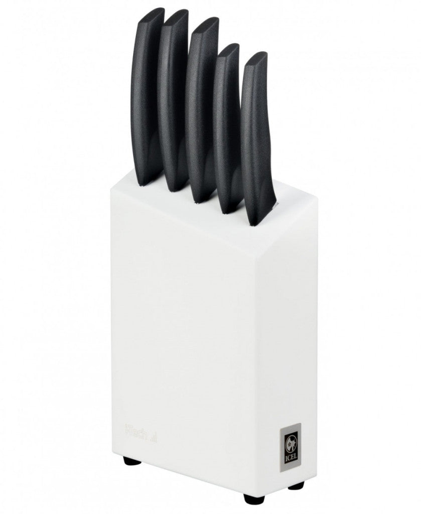 I-Tech Knife Block Set, 5 Pieces – White