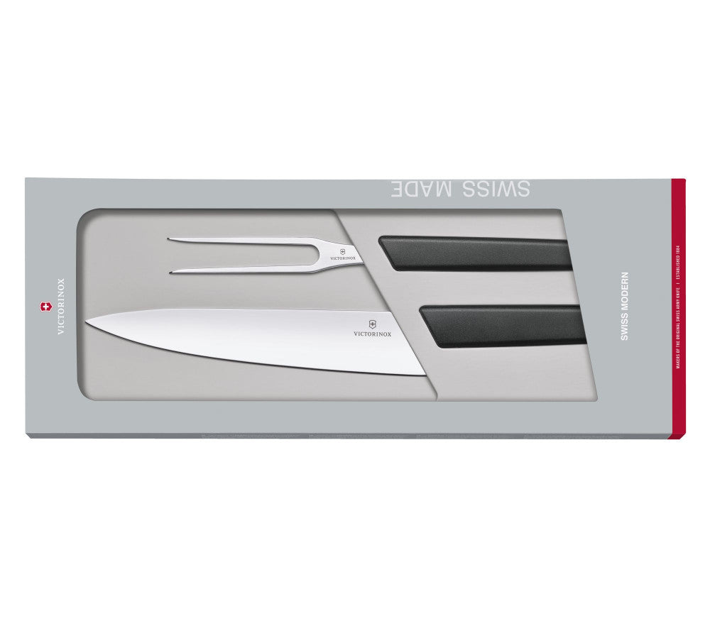 Swiss Modern Carving Set, 2 Pieces – Black