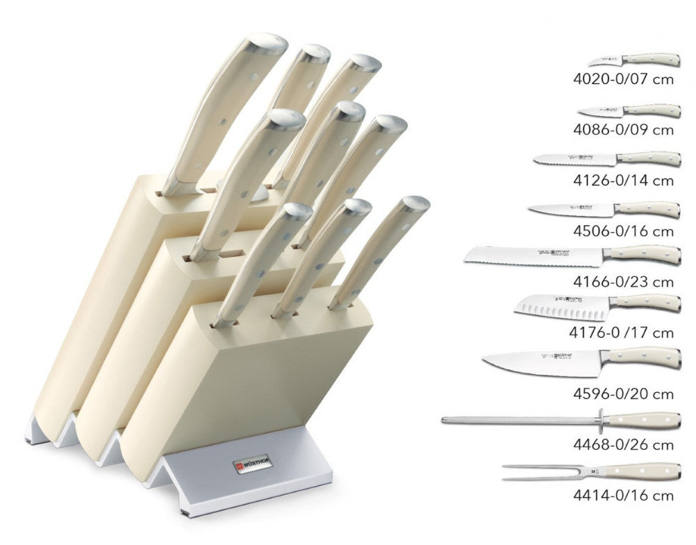 Classic Ikon Creme Knife Block Set, 9 Pieces – Cream
