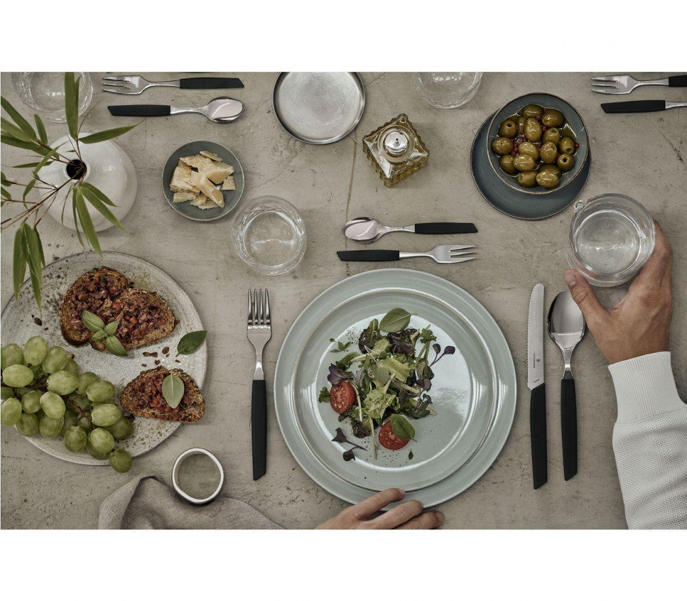 Swiss Modern Cutlery Set, 24 Pieces – Black