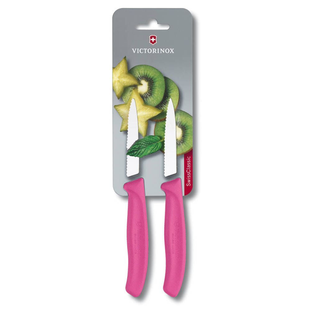 Swiss Classic Serrated Vegetable Knife Set, 2 Pieces – Pink