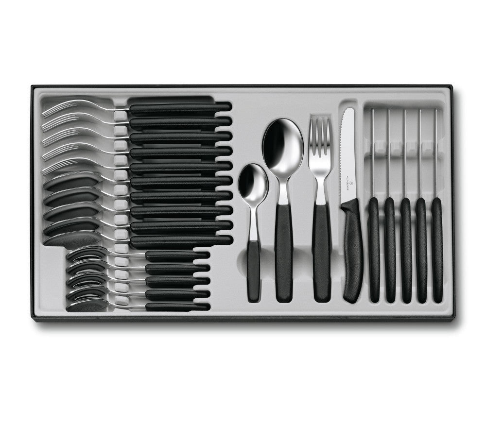 Swiss Classic Cutlery Set, 24 Pieces – Black