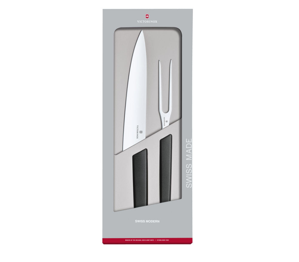 Swiss Modern Carving Set, 2 Pieces – Black