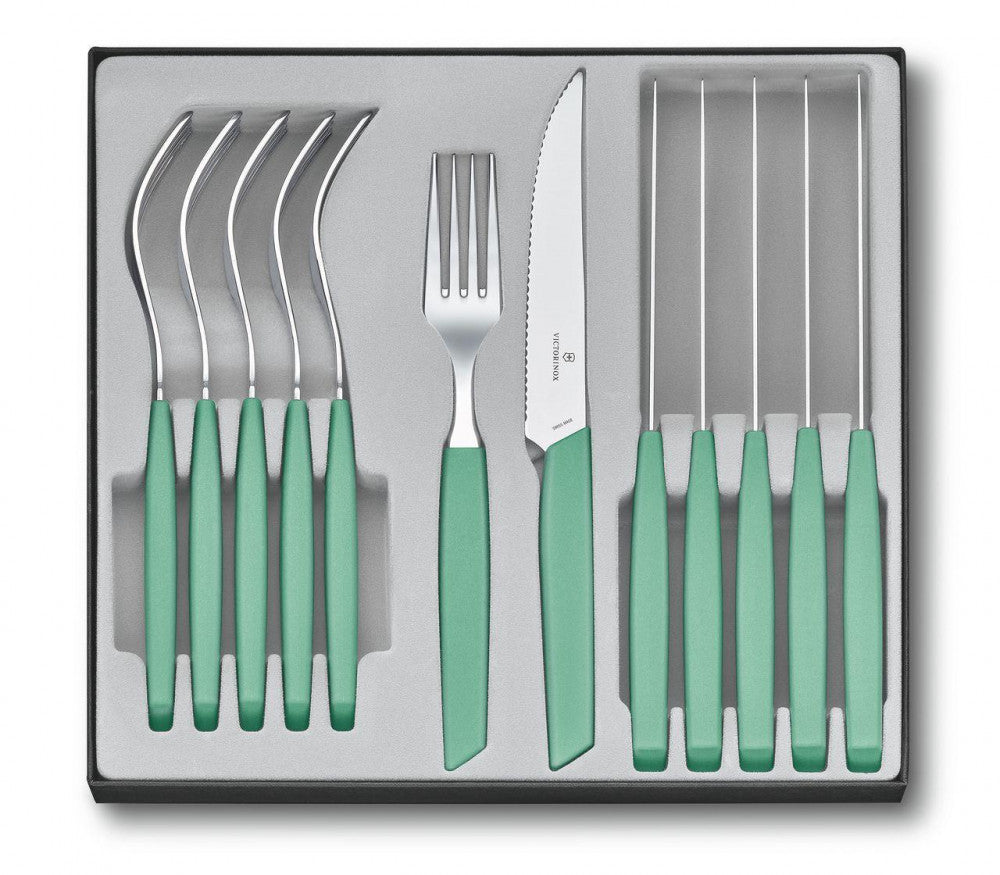 Swiss Modern Cutlery Set, 12 Pieces – Mint Green