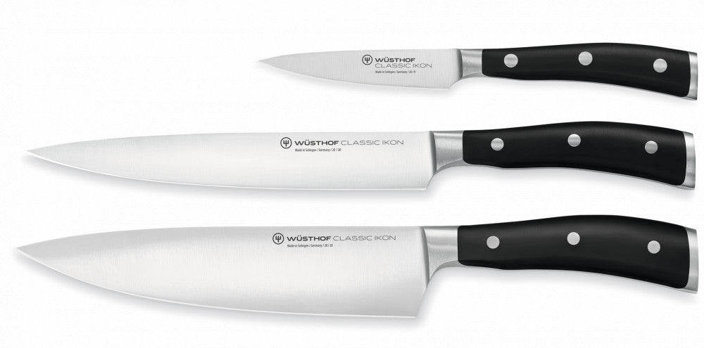 Classic Ikon Kitchen Knife Set, 3 Pieces – Black