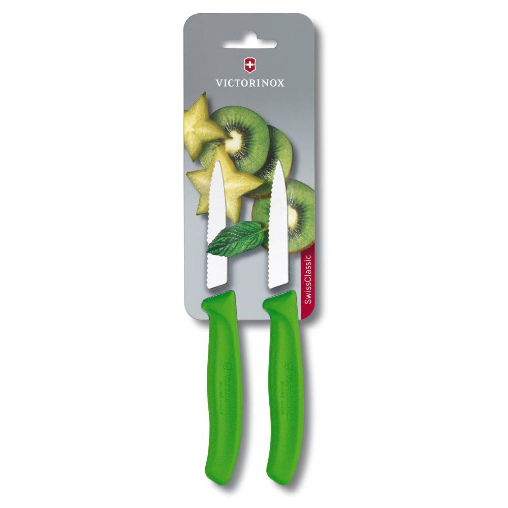 Swiss Classic Serrated Vegetable Knife Set, 2 Pieces – Green