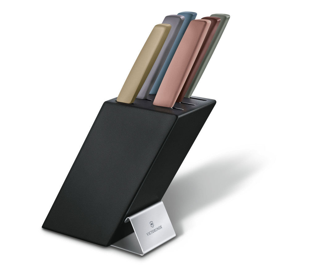 Swiss Modern Knife Block Set, 6 Pieces – Mixed Colors
