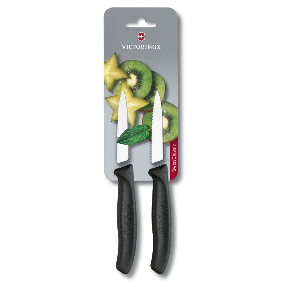 Swiss Classic Serrated Vegetable Knife Set, 2 Pieces – Black