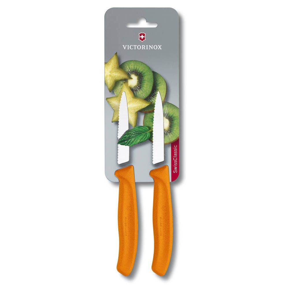 Swiss Classic Serrated Vegetable Knife Set, 2 Pieces – Orange