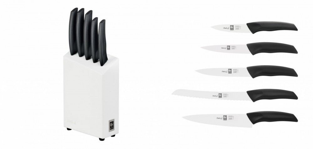 I-Tech Knife Block Set, 5 Pieces – White
