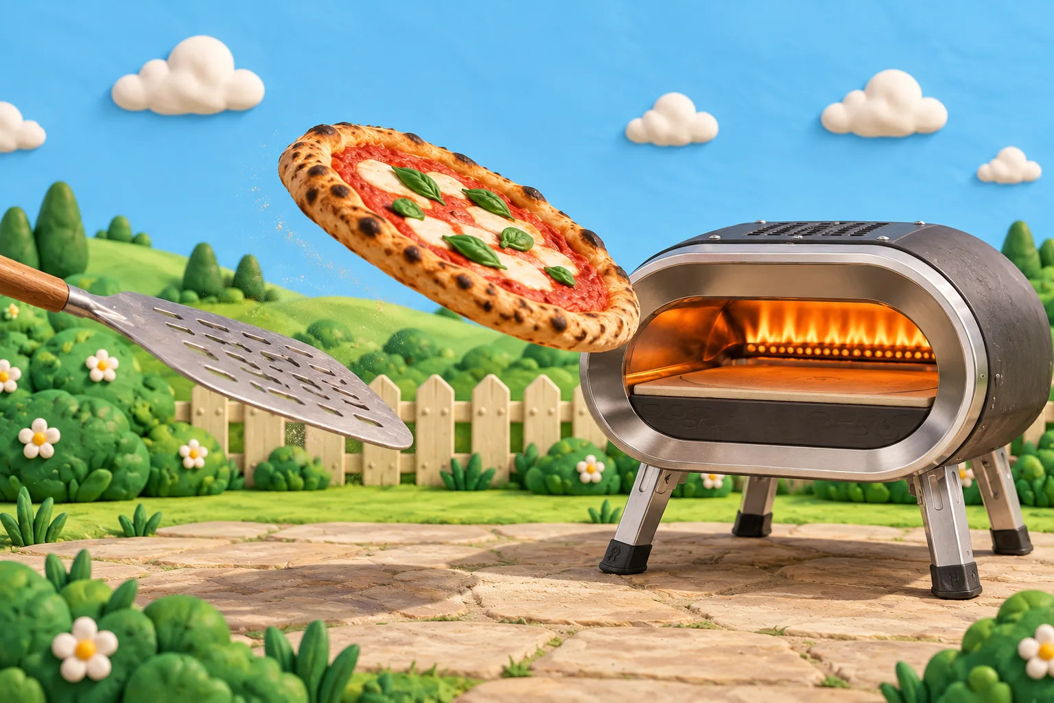 Dobierz siłę rzutu i traf pizzą do pieca.